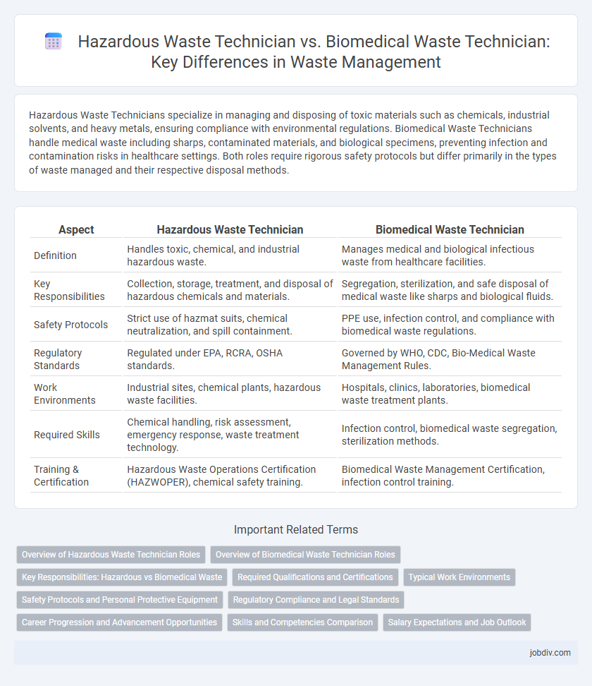 Hazardous Waste Technician vs. Biomedical Waste Technician: Key Differences in Waste Management