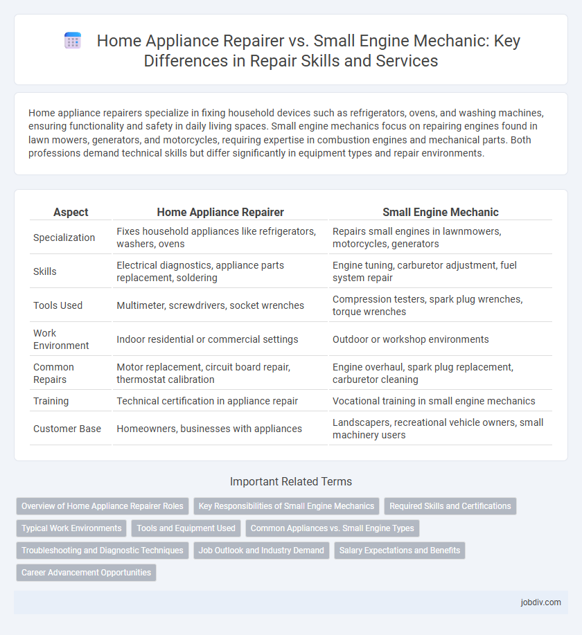 Home Appliance Repairer vs. Small Engine Mechanic: Key Differences in Repair Skills and Services