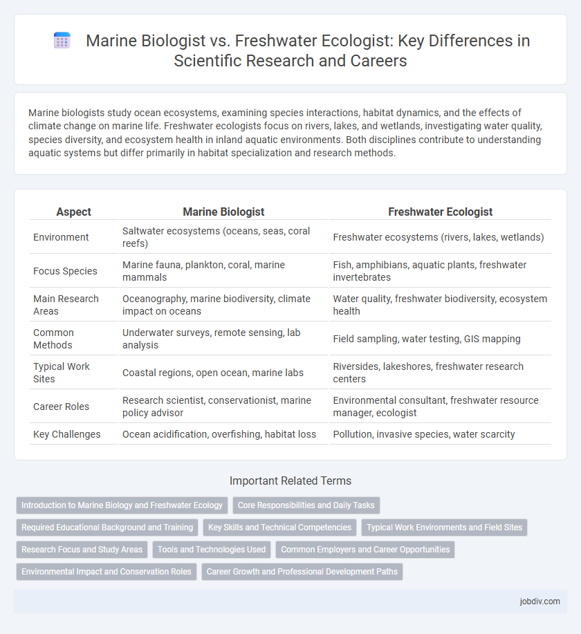 Marine Biologist vs. Freshwater Ecologist: Key Differences in Scientific Research and Careers