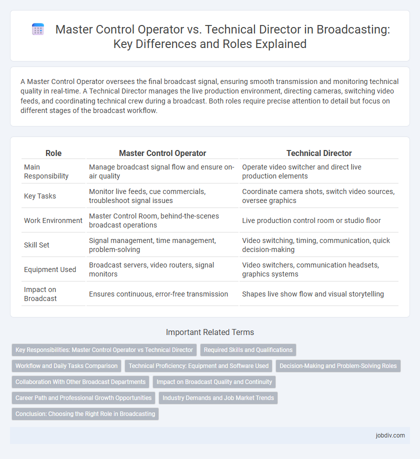 Master Control Operator vs. Technical Director in Broadcasting: Key Differences and Roles Explained