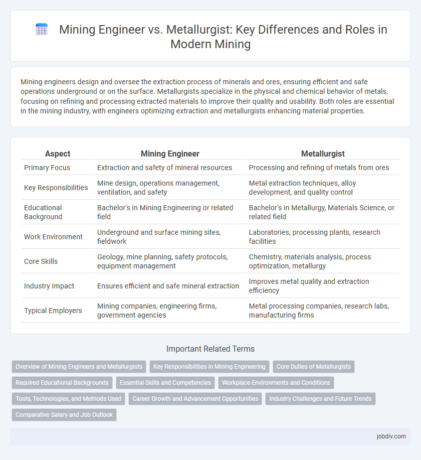 Mining Engineer vs. Metallurgist: Key Differences and Roles in Modern Mining