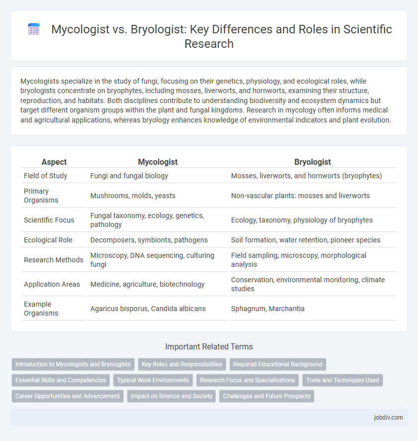 Mycologist vs. Bryologist: Key Differences and Roles in Scientific Research