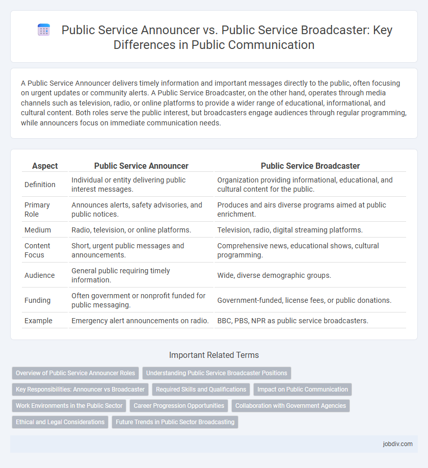 Public Service Announcer vs. Public Service Broadcaster: Key Differences in Public Communication