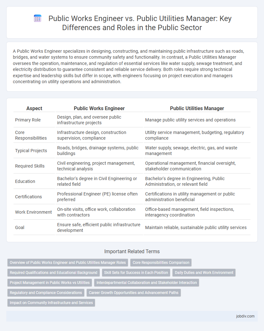Public Works Engineer vs. Public Utilities Manager: Key Differences and Roles in the Public Sector