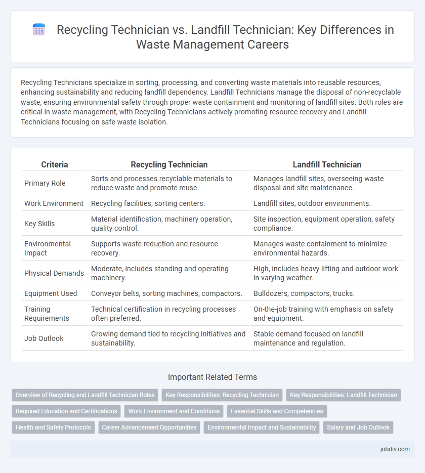 Recycling Technician vs. Landfill Technician: Key Differences in Waste Management Careers