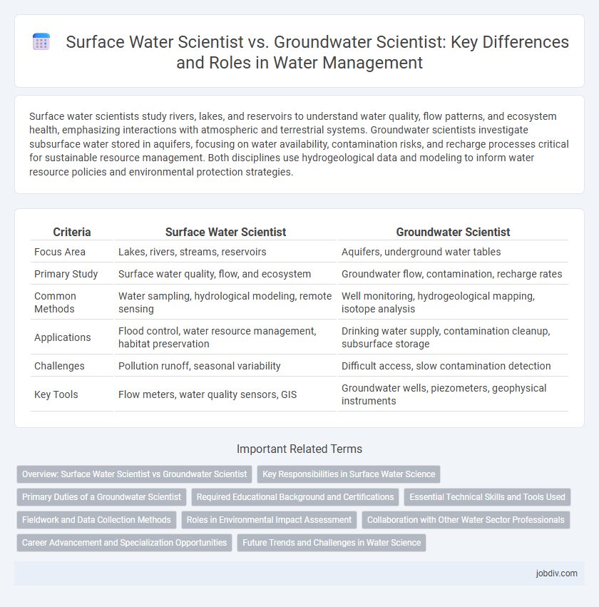 Surface Water Scientist vs. Groundwater Scientist: Key Differences and Roles in Water Management