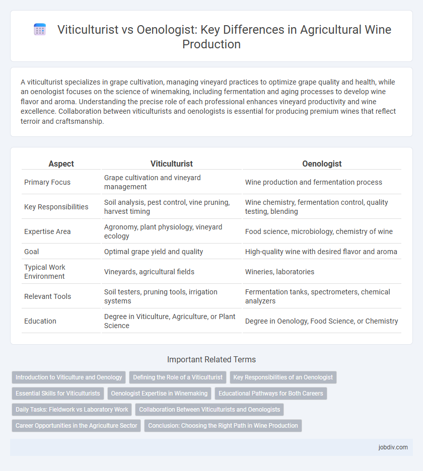 Viticulturist vs Oenologist: Key Differences in Agricultural Wine Production
