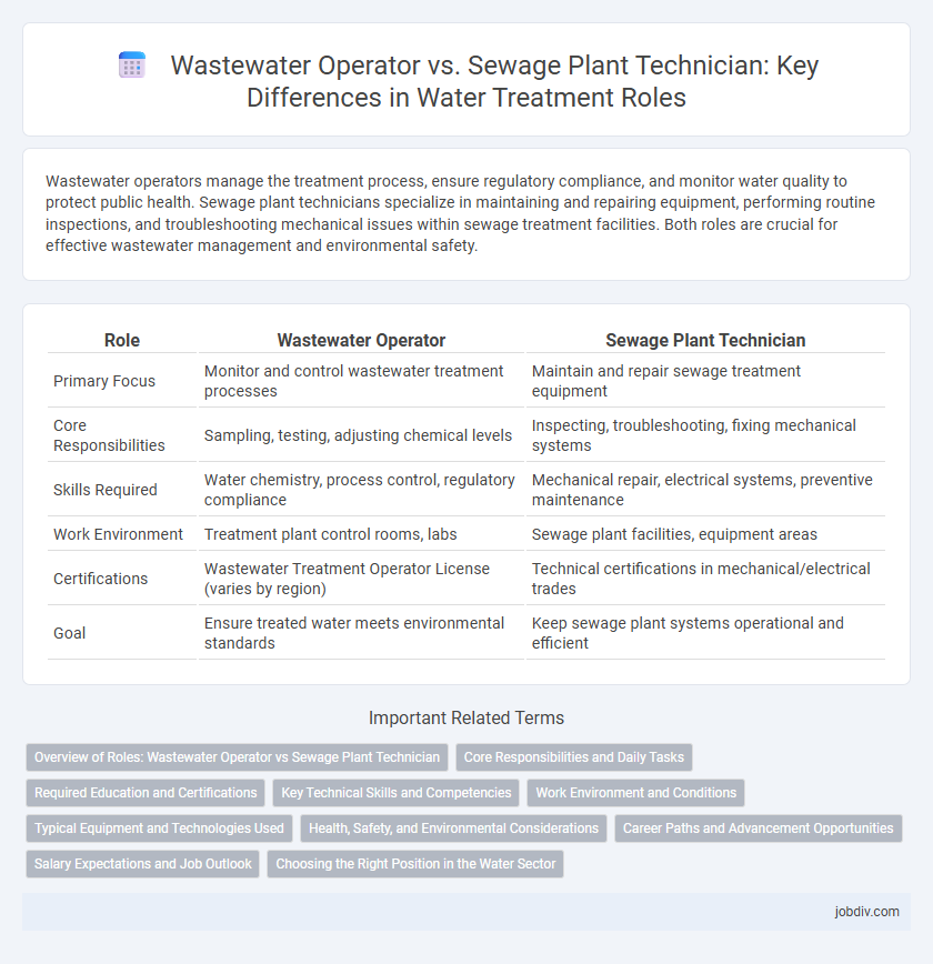 Wastewater Operator vs. Sewage Plant Technician: Key Differences in Water Treatment Roles