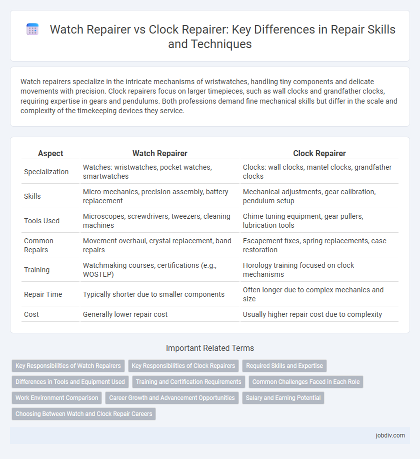Watch Repairer vs Clock Repairer: Key Differences in Repair Skills and Techniques