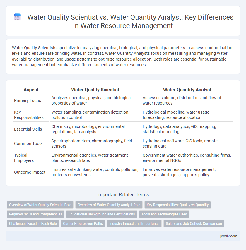 Water Quality Scientist vs. Water Quantity Analyst: Key Differences in Water Resource Management