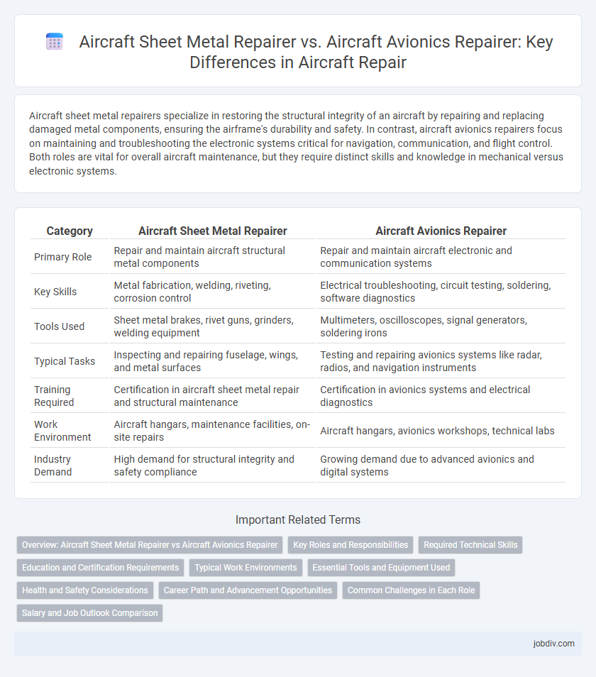 Aircraft Sheet Metal Repairer vs. Aircraft Avionics Repairer: Key Differences in Aircraft Repair