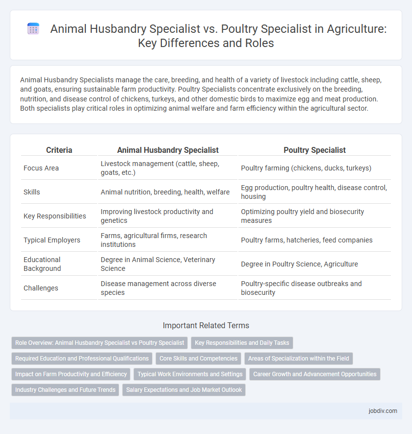 Animal Husbandry Specialist vs. Poultry Specialist in Agriculture: Key Differences and Roles