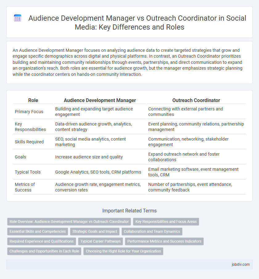 Audience Development Manager vs Outreach Coordinator in Social Media: Key Differences and Roles