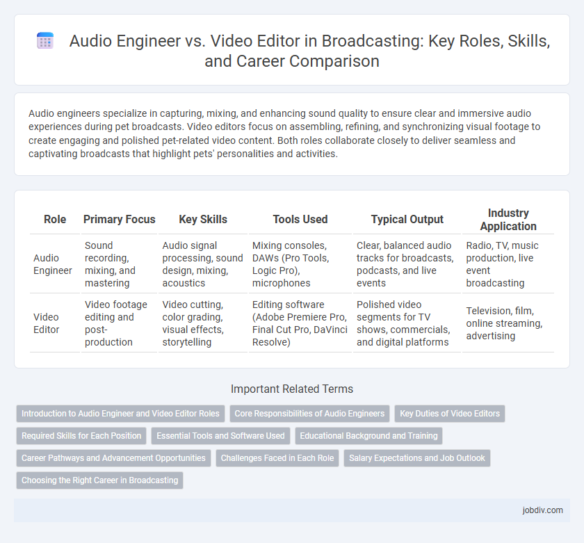 Audio Engineer vs. Video Editor in Broadcasting: Key Roles, Skills, and Career Comparison