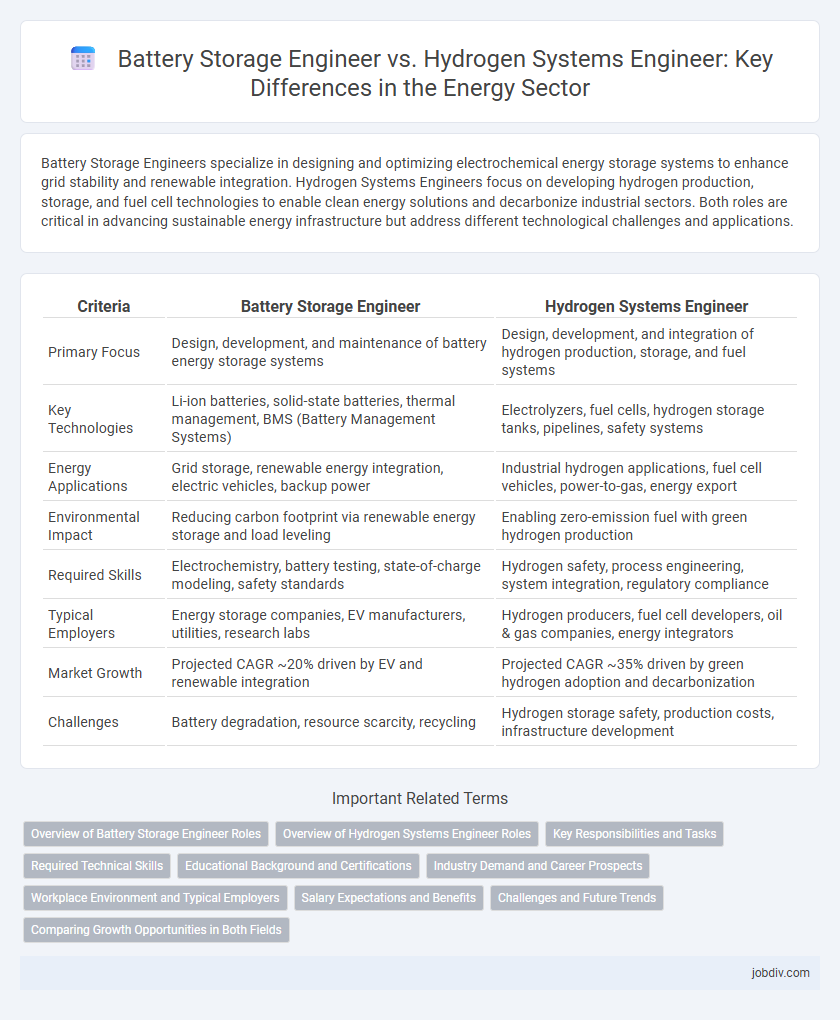 Battery Storage Engineer vs. Hydrogen Systems Engineer: Key Differences in the Energy Sector
