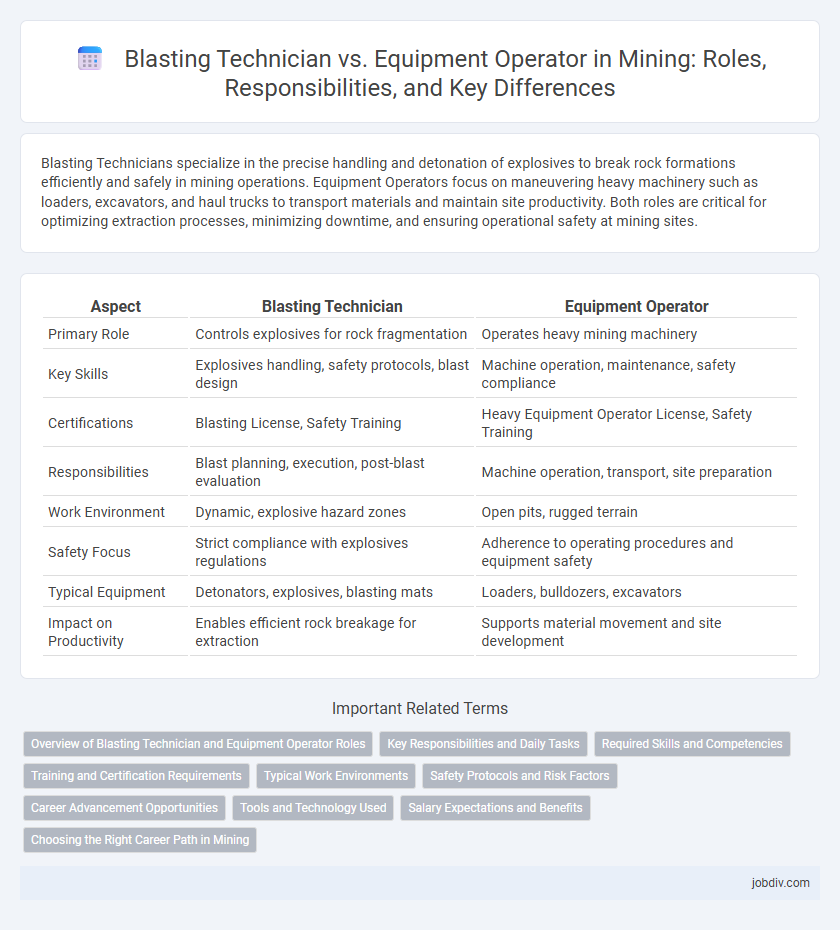 Blasting Technician vs. Equipment Operator in Mining: Roles, Responsibilities, and Key Differences