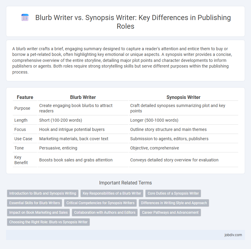 Blurb Writer vs. Synopsis Writer: Key Differences in Publishing Roles