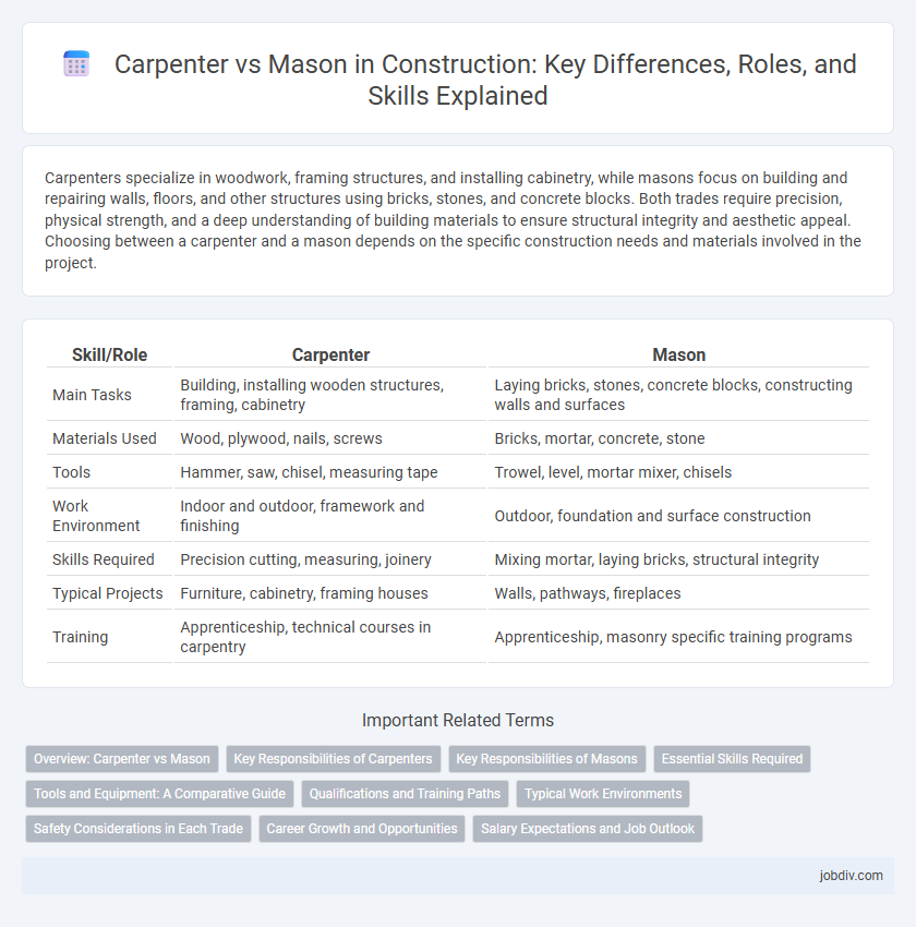Carpenter vs Mason in Construction: Key Differences, Roles, and Skills Explained