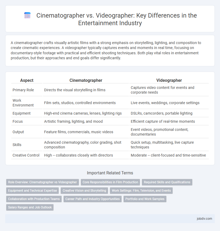 Cinematographer vs. Videographer: Key Differences in the Entertainment Industry