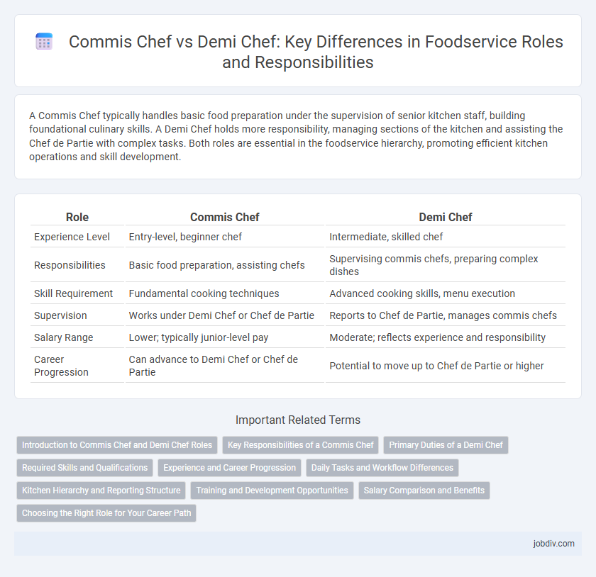 Commis Chef vs Demi Chef: Key Differences in Foodservice Roles and Responsibilities