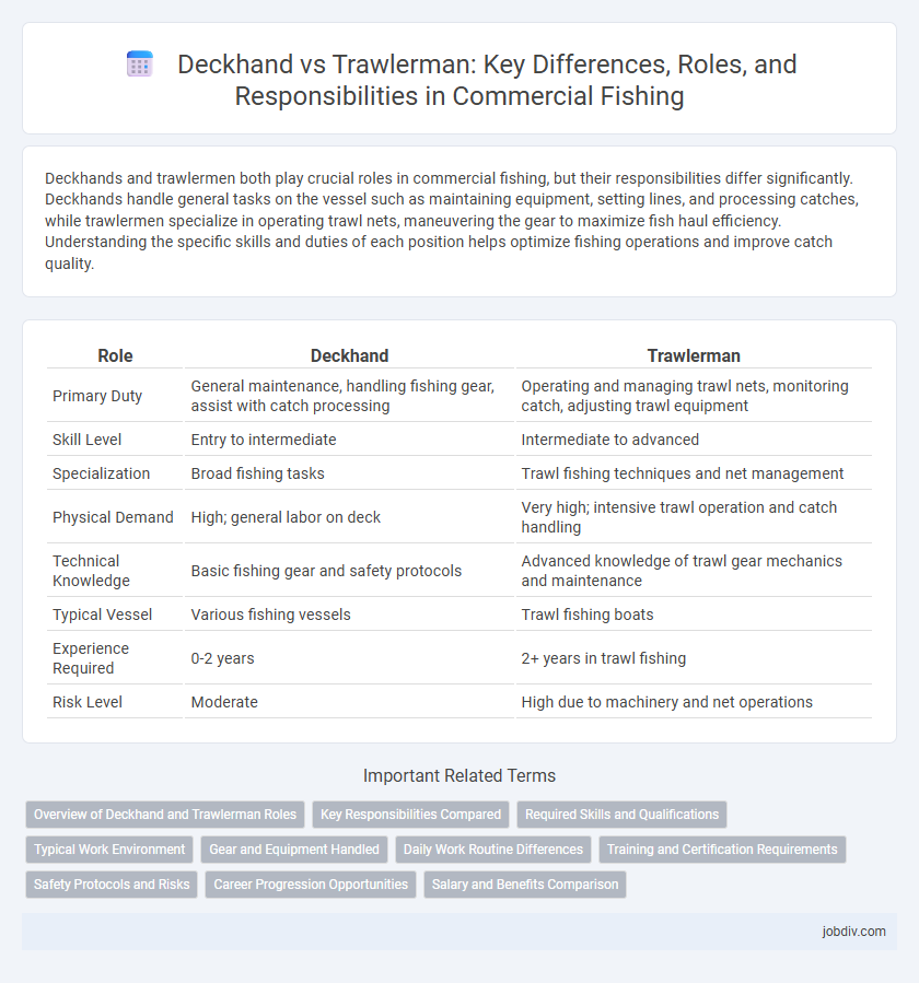 Deckhand vs Trawlerman: Key Differences, Roles, and Responsibilities in Commercial Fishing