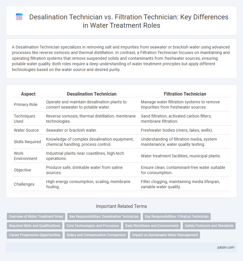 Desalination Technician vs. Filtration Technician: Key Differences in Water Treatment Roles