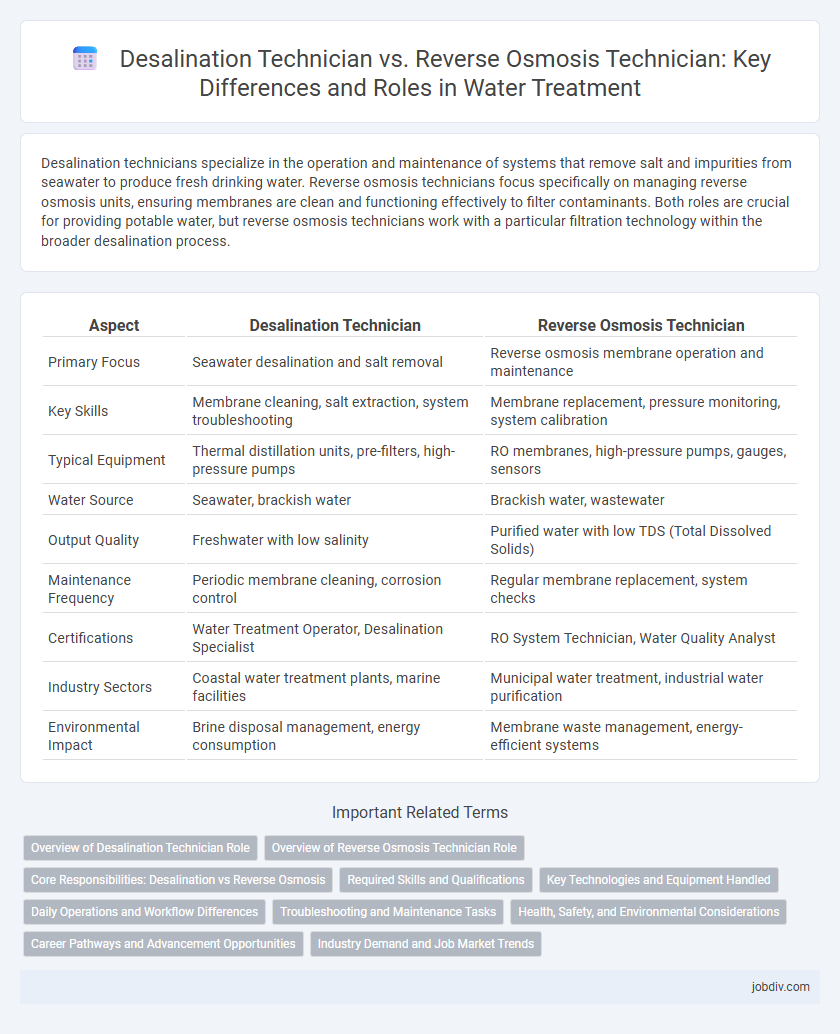 Desalination Technician vs. Reverse Osmosis Technician: Key Differences and Roles in Water Treatment