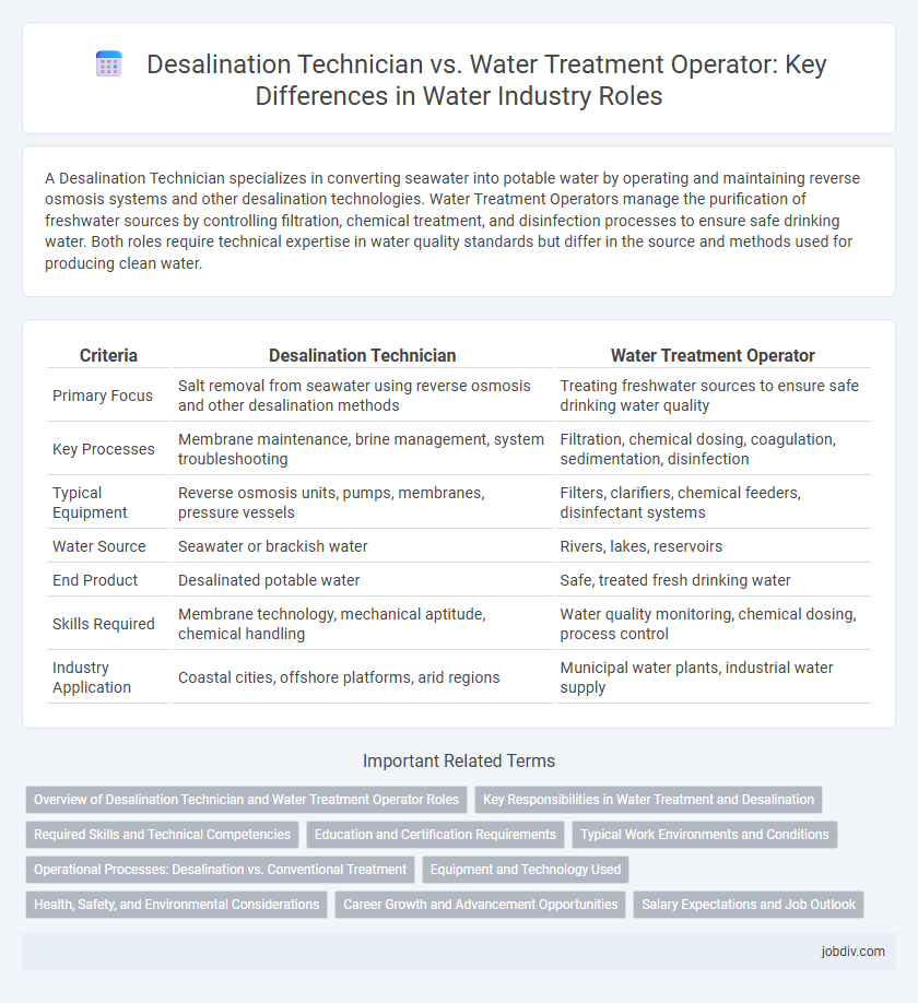 Desalination Technician vs. Water Treatment Operator: Key Differences in Water Industry Roles