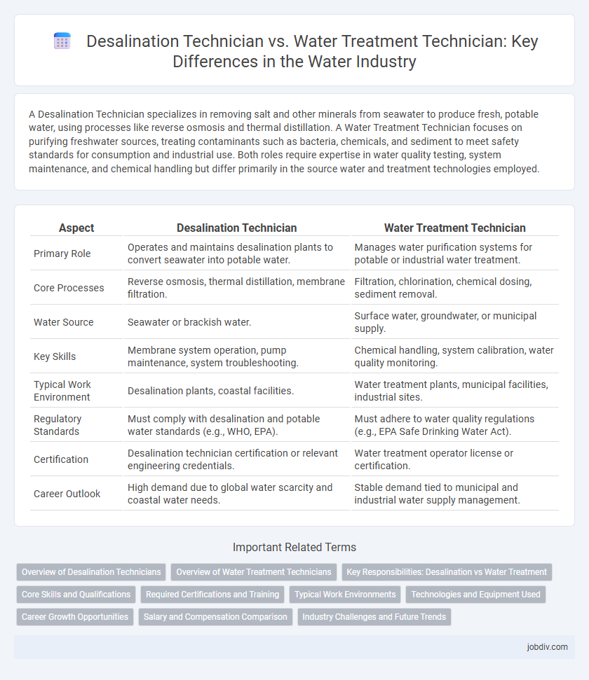 Desalination Technician vs. Water Treatment Technician: Key Differences in the Water Industry