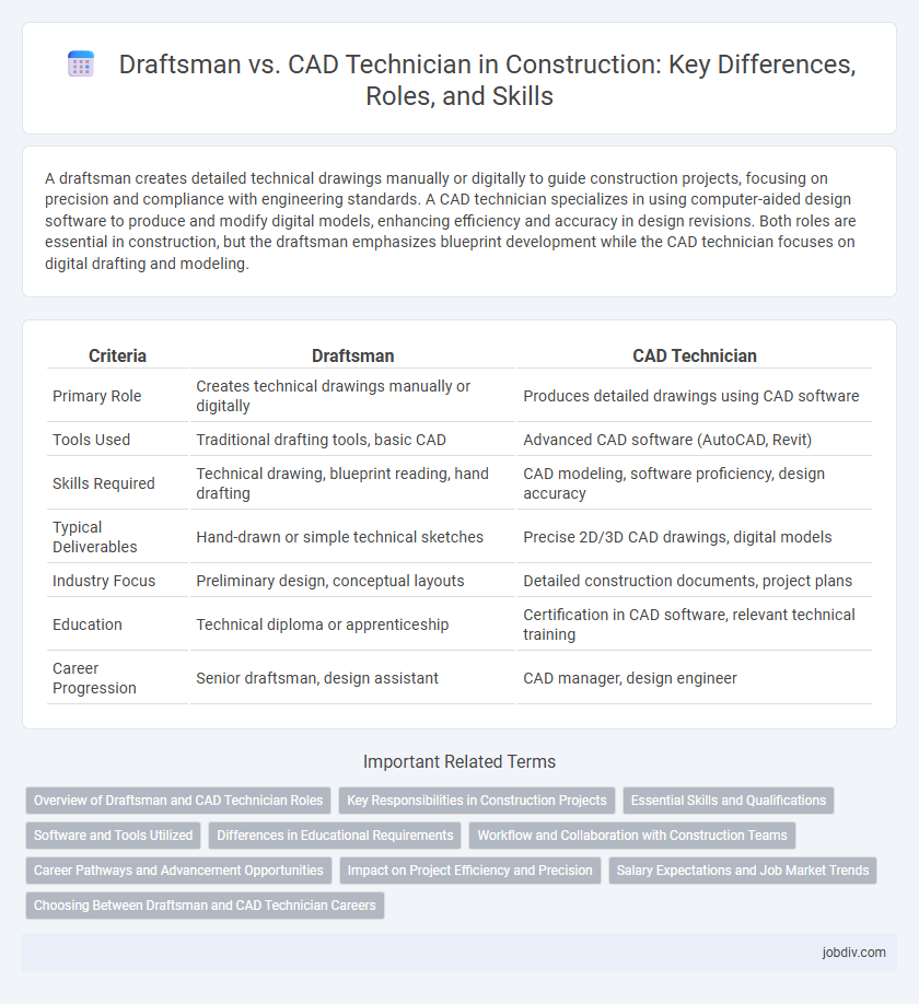 Draftsman vs. CAD Technician in Construction: Key Differences, Roles, and Skills