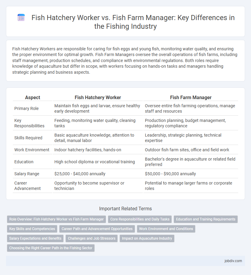 Fish Hatchery Worker vs. Fish Farm Manager: Key Differences in the Fishing Industry