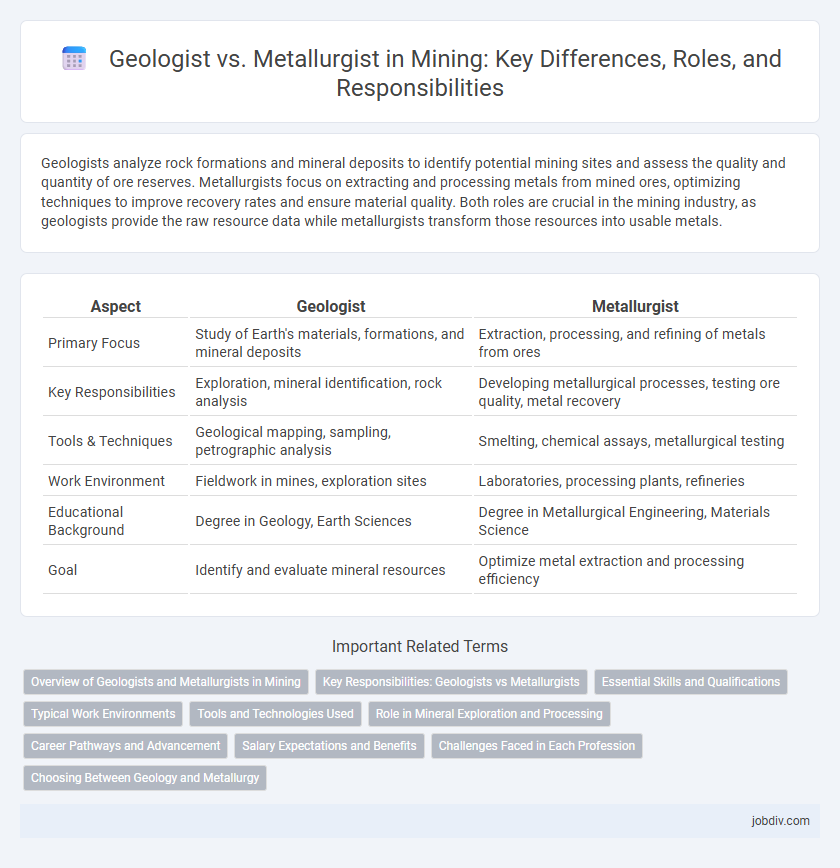 Geologist vs. Metallurgist in Mining: Key Differences, Roles, and Responsibilities