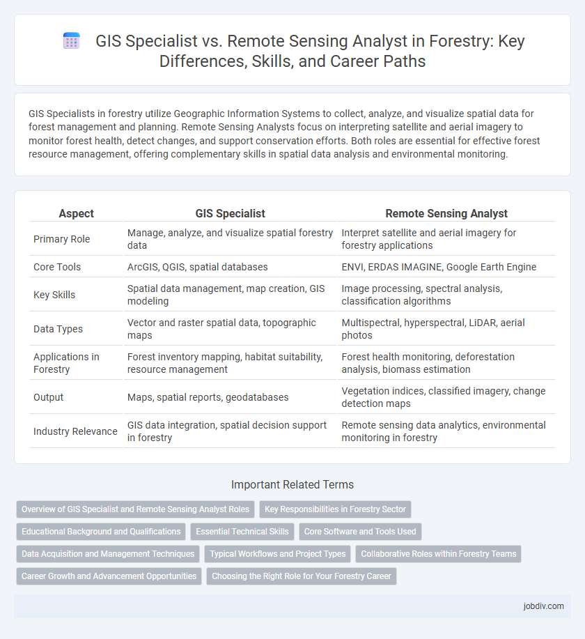 GIS Specialist vs. Remote Sensing Analyst in Forestry: Key Differences, Skills, and Career Paths
