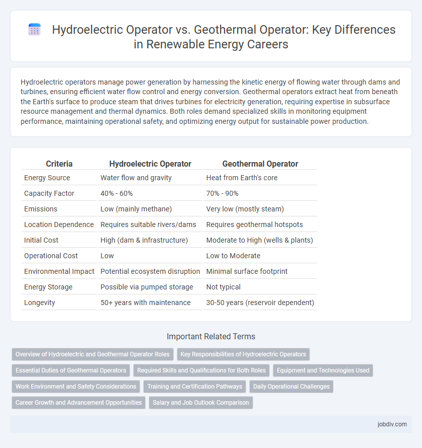 Hydroelectric Operator vs. Geothermal Operator: Key Differences in Renewable Energy Careers