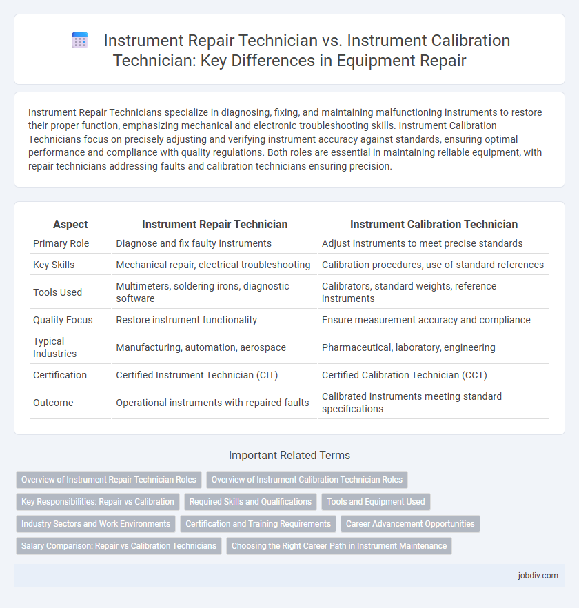 Instrument Repair Technician vs. Instrument Calibration Technician: Key Differences in Equipment Repair