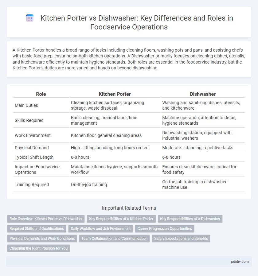 Kitchen Porter vs Dishwasher: Key Differences and Roles in Foodservice Operations