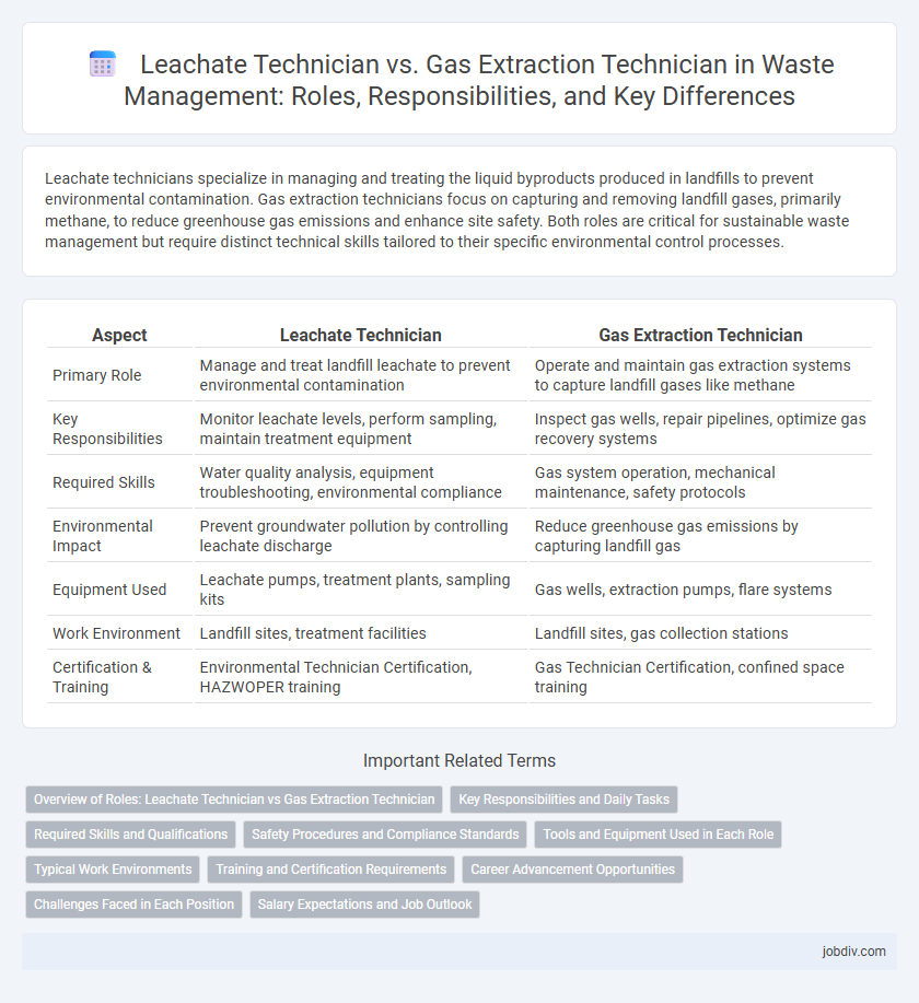 Leachate Technician vs. Gas Extraction Technician in Waste Management: Roles, Responsibilities, and Key Differences