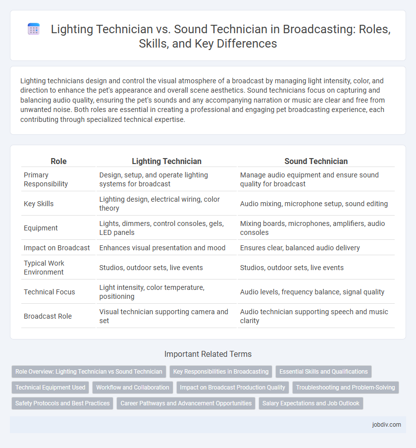 Lighting Technician vs. Sound Technician in Broadcasting: Roles, Skills, and Key Differences