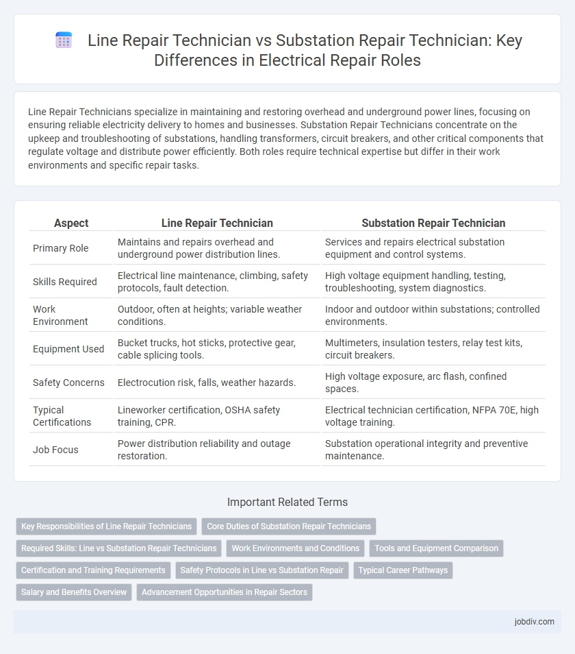 Line Repair Technician vs Substation Repair Technician: Key Differences in Electrical Repair Roles