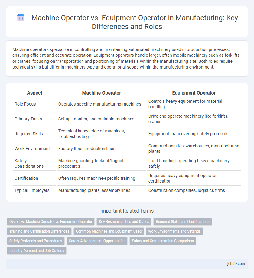 Machine Operator vs. Equipment Operator in Manufacturing: Key Differences and Roles