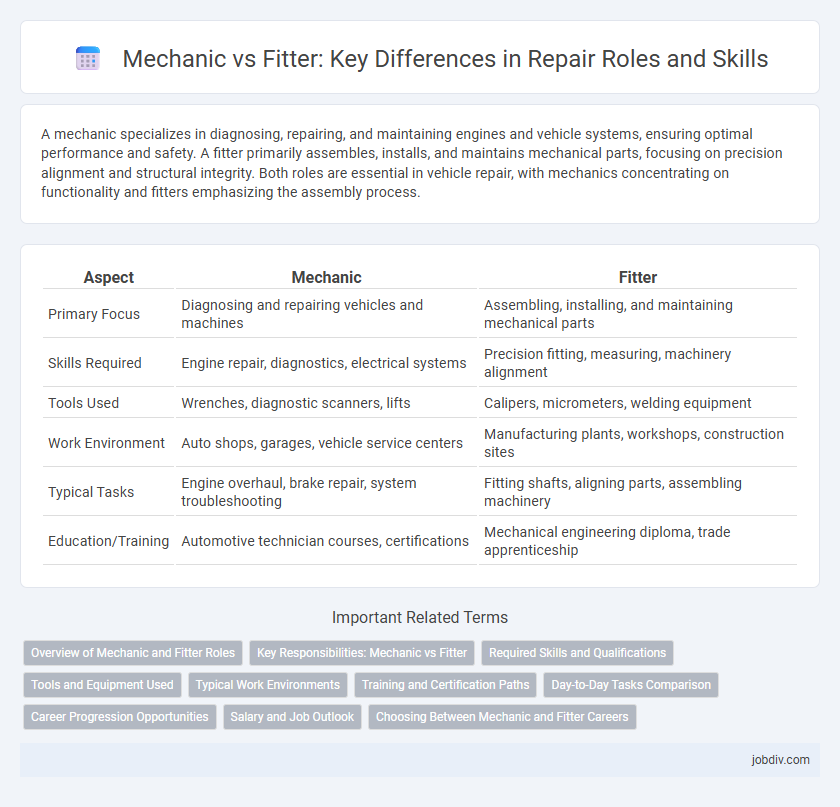 Mechanic vs Fitter: Key Differences in Repair Roles and Skills