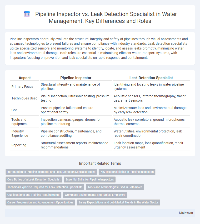 Pipeline Inspector vs. Leak Detection Specialist in Water Management: Key Differences and Roles