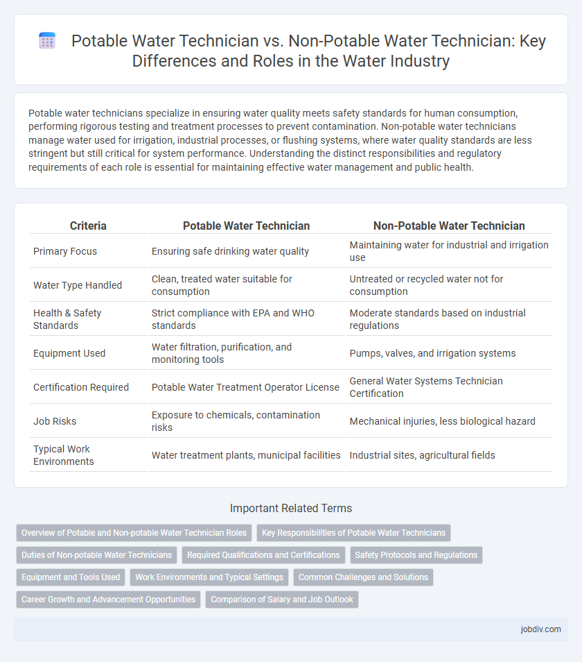 Potable Water Technician vs. Non-Potable Water Technician: Key Differences and Roles in the Water Industry