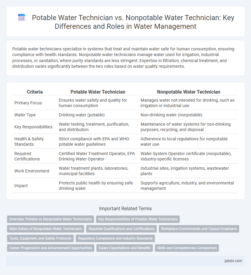 Potable Water Technician vs. Nonpotable Water Technician: Key Differences and Roles in Water Management
