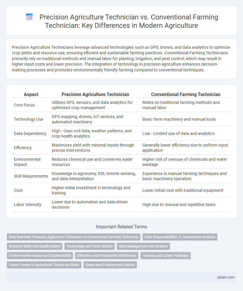Precision Agriculture Technician vs. Conventional Farming Technician: Key Differences in Modern Agriculture