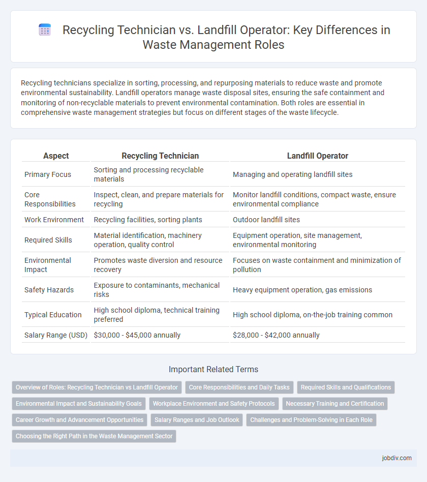 Recycling Technician vs. Landfill Operator: Key Differences in Waste Management Roles
