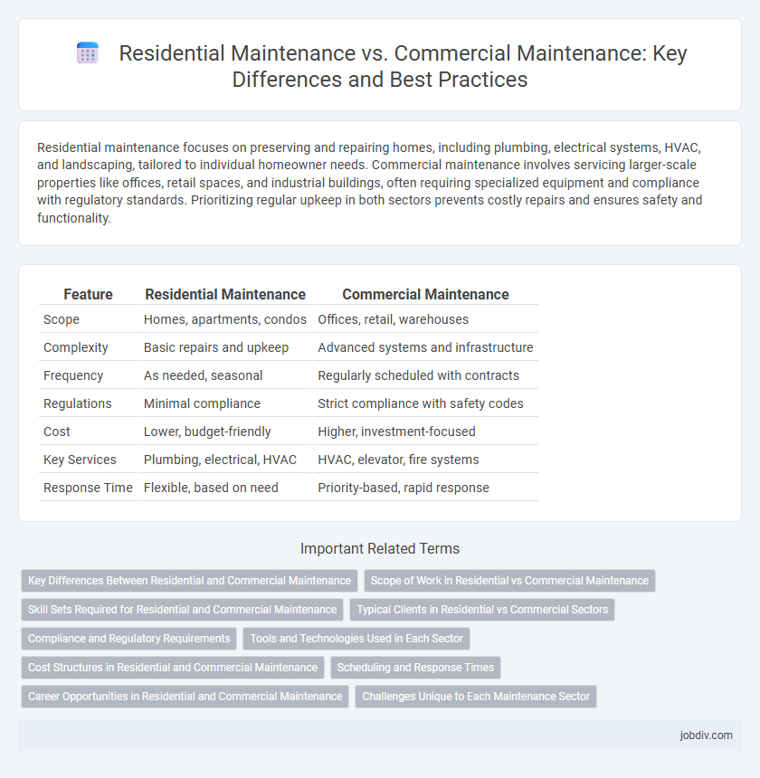 Residential Maintenance vs. Commercial Maintenance: Key Differences and Best Practices
