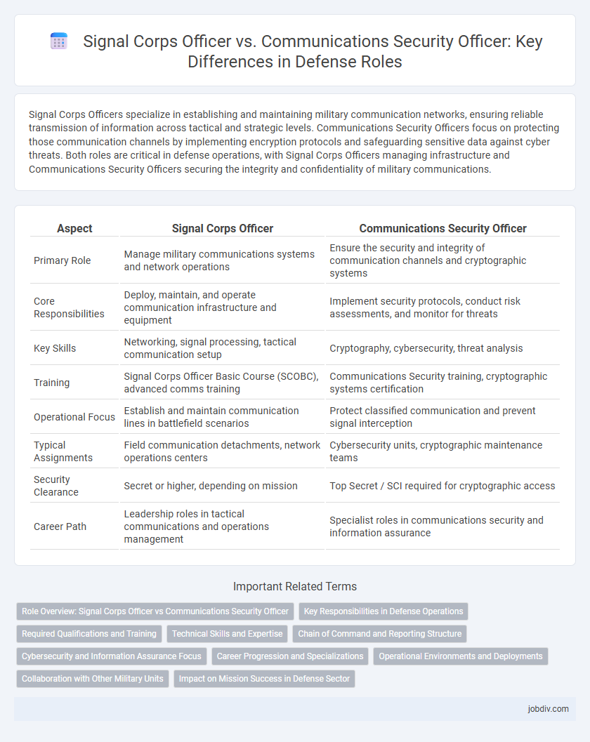 Signal Corps Officer vs. Communications Security Officer: Key Differences in Defense Roles