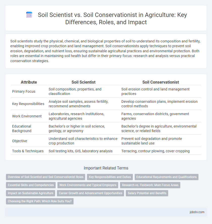 Soil Scientist vs. Soil Conservationist in Agriculture: Key Differences, Roles, and Impact