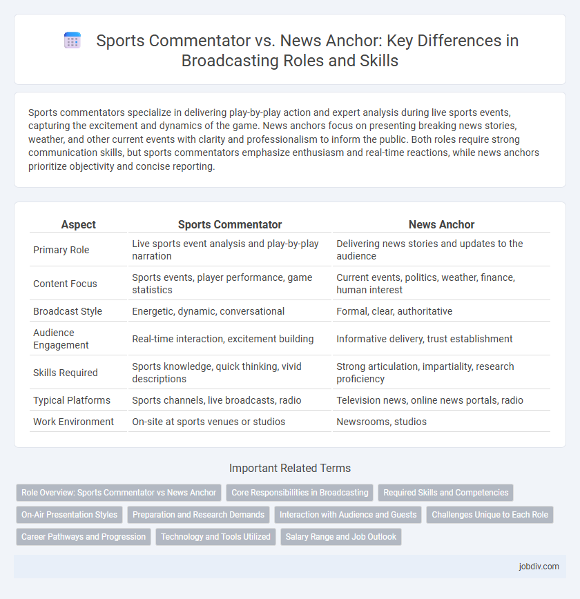 Sports Commentator vs. News Anchor: Key Differences in Broadcasting Roles and Skills